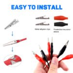 22pcs alligator clips electrical mini, 27mm - Black & Red Plastic Sleeve, Auxiliary Connector, for Test Probes and Meters, Uncharged Power Mode, No Battery Required - Image 8