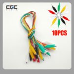 鳄鱼夹电线 10 个装，5 种颜色鳄鱼夹测试线跳线，带夹子的电缆，用于电气测试电路连接实验（长度：49 毫米/19 英寸）