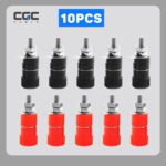 10 unidades (5 rojas + 5 negras) de conectores banana de 4 mm | Terminal de conector banana para cables de altavoces e instrumentación de audio