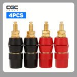2PCS Banana Socket Test Probe Audio Speaker Terminal Binding Post Banana Plug Jack Socket Adapter Connector 4mm/0.157in Panel Mount Banana Socket Black and Red Hexagonal Single Link Wiring Post, for 4mm Plug Or Cable