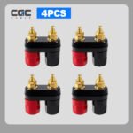 2PCS 4MM Copper 2-Way Banana Plug Jack Socket Binding Post Video Speaker Terminal Connectors Power Amplifier Dual Insulated Terminals 2-Way Banana Plug Jack Female Socket for Speaker/Power Amplifier Terminal (Black&Red) - Image 2