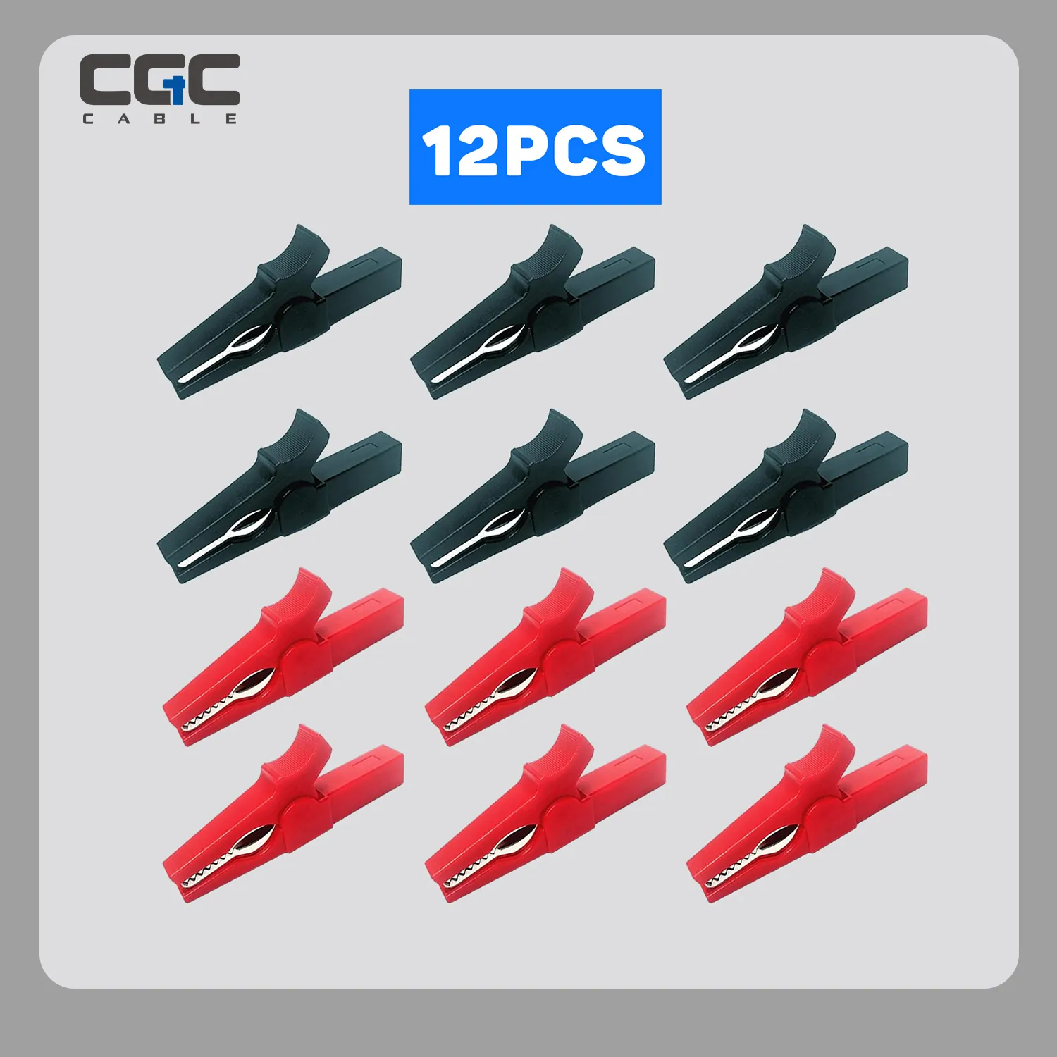 Alligator Clips Electrical Fully Insulated 30A Safety Test - 12pcs 55mm Battery Test Clip for Car, Electrical Test, Battery Connection (Red+Black) - 图片 1