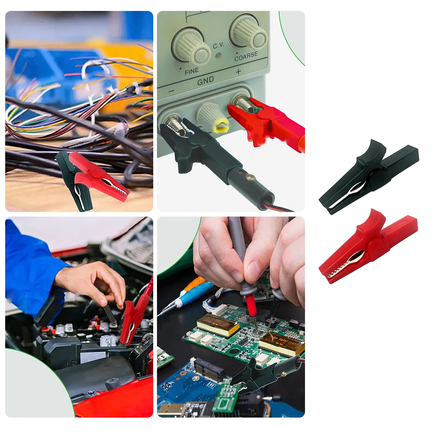Alligator Clips Electrical Fully Insulated 30A Safety Test - 12pcs 55mm Battery Test Clip for Car, Electrical Test, Battery Connection (Red+Black) - 图片 3