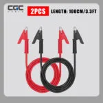 2 cables de prueba con pinzas de cocodrilo de 1 m/3,3 pies, cable de prueba con pinzas de cocodrilo de doble extremo, cable de prueba de 15 A con aislantes y pinzas, cable flexible de prueba con conectores protectores de cobre para pruebas eléctricas (rojo + negro)