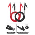 2PCS 1m/3.3FT Alligator Clips Test Leads, Dual Ended Crocodile Alligator Clips Test Lead, 15A Test Lead Wire Cable With Insulators Clips, Test Flexible Cable With Protective Jack Copper Clamps For Electrical Testing (Red + Black) - 图片 3