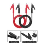 2PCS 1m/3.3FT Alligator Clips Test Leads, Dual Ended Crocodile Alligator Clips Test Lead, 15A Test Lead Wire Cable With Insulators Clips, Test Flexible Cable With Protective Jack Copper Clamps For Electrical Testing (Red + Black) - Imagen 3