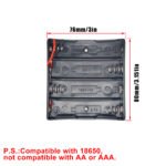 4Slot 18650 battery case with connector lead, 18650 Battery Clip With Connect Lead, 3.7V With Leads Black Plastic For 18650 Battery With Connect Lead - 图片 16