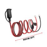 0.9m/3FT 16AWG Heavy-Duty Car Plug Extension Cord with Cover, 12V/24V/30V Copper Cord with 10A/20A/25A Fuse & O-Terminal, for Travel, Camping, and Air Compressors, No Battery - Image 8