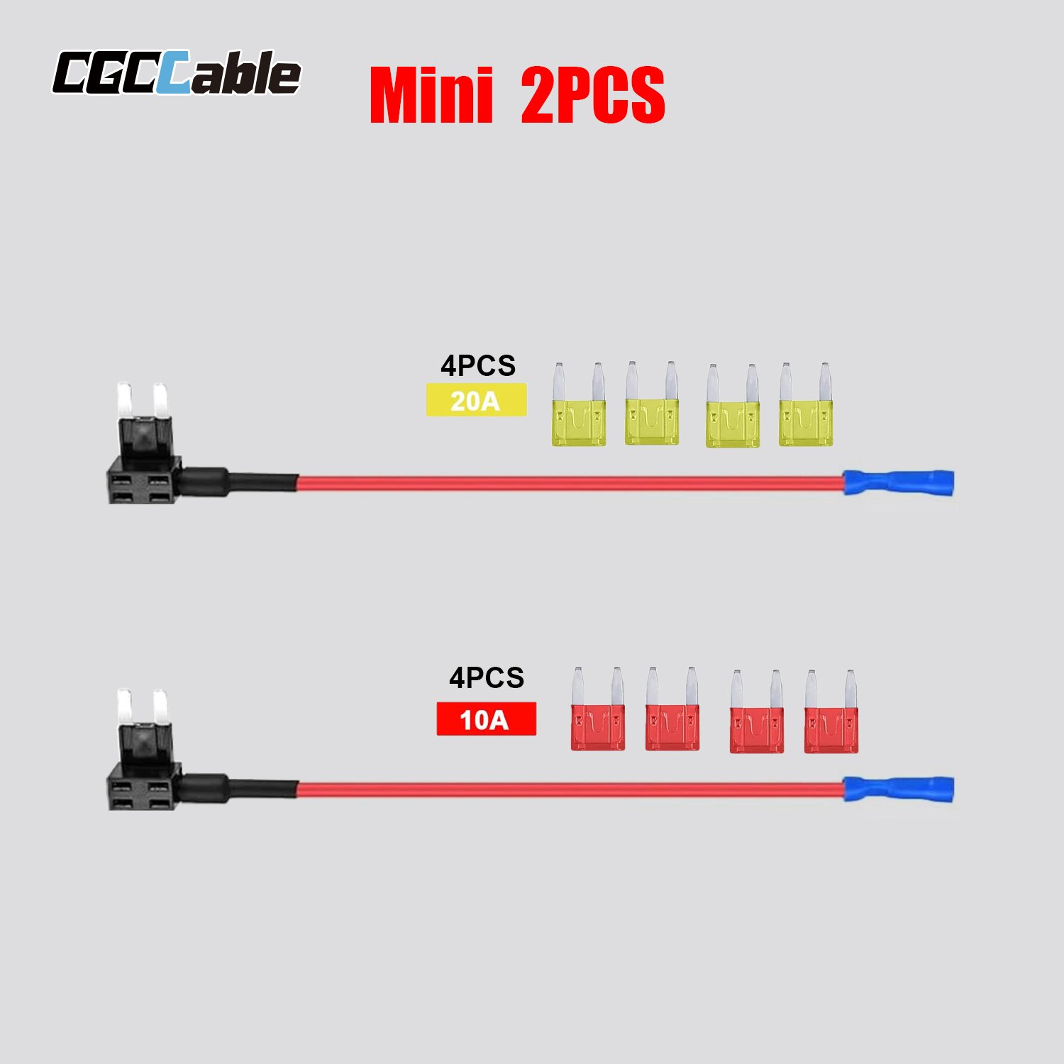 267.2-01.jpg 2 Sets Mini Fuse Holders, Blade Car Fuse Holder Fuse with 10A, 20A Fuse - Tap Car Add-a-Circuit Fuse TAP Adapter with Mini Blade Fuse - Image 1