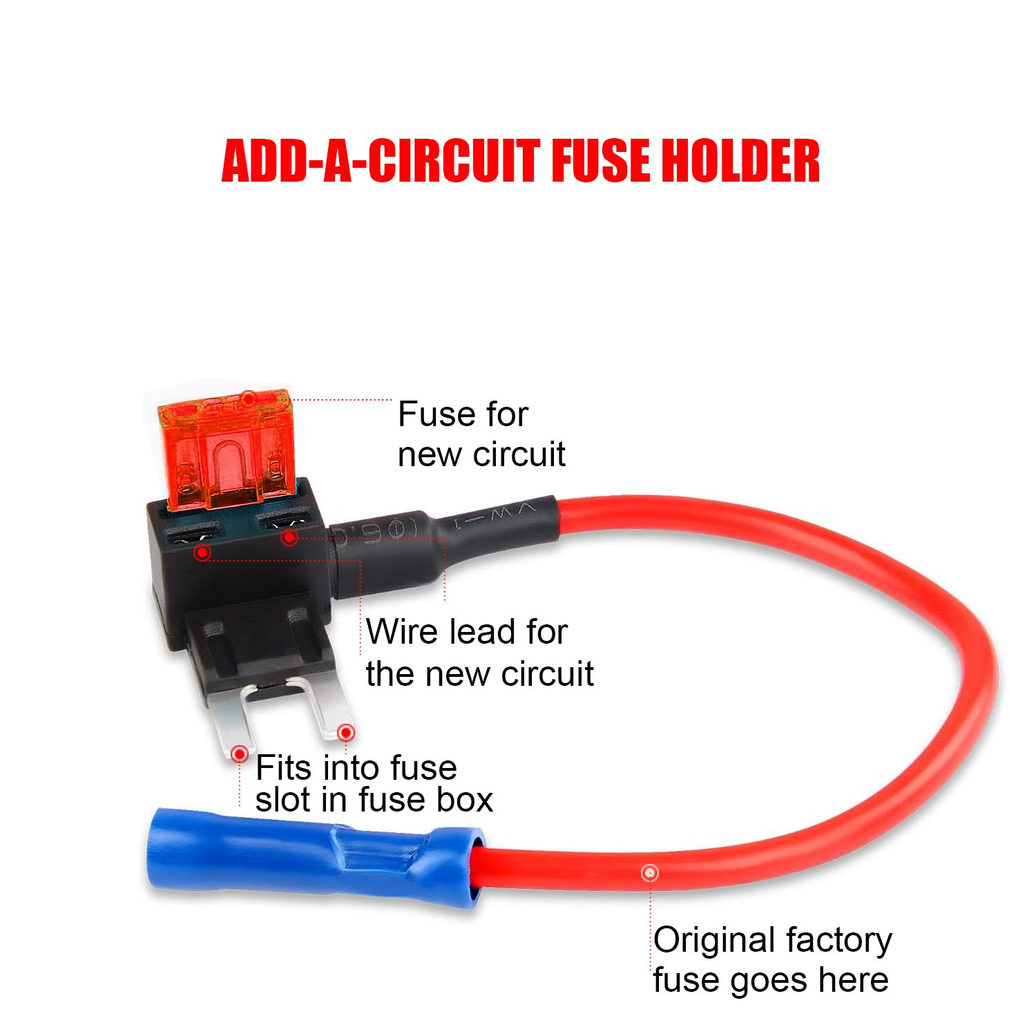267.2-5.jpg 2 Sets Fuse Holders, Car Fuse Taps, Micro2 Blade Fuse Holder Fuse with 10A/20A Fuse - Tap 12V Car Add-a-Circuit Fuse TAP Adapter with Micro2 Blade Fuse - 图片 1