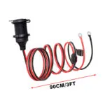0.9m/3FT 16AWG Fixed Thread Car Plug Extension Cord to O Ring Terminal Connector, Direct Battery Model car Adapter with 3 car fuses(10A/20A/25A) Heavy Duty Cable, Fits Most Vehicles, Easy Installation, Car Charger Socket Plug Adapter, No Battery - 图片 2