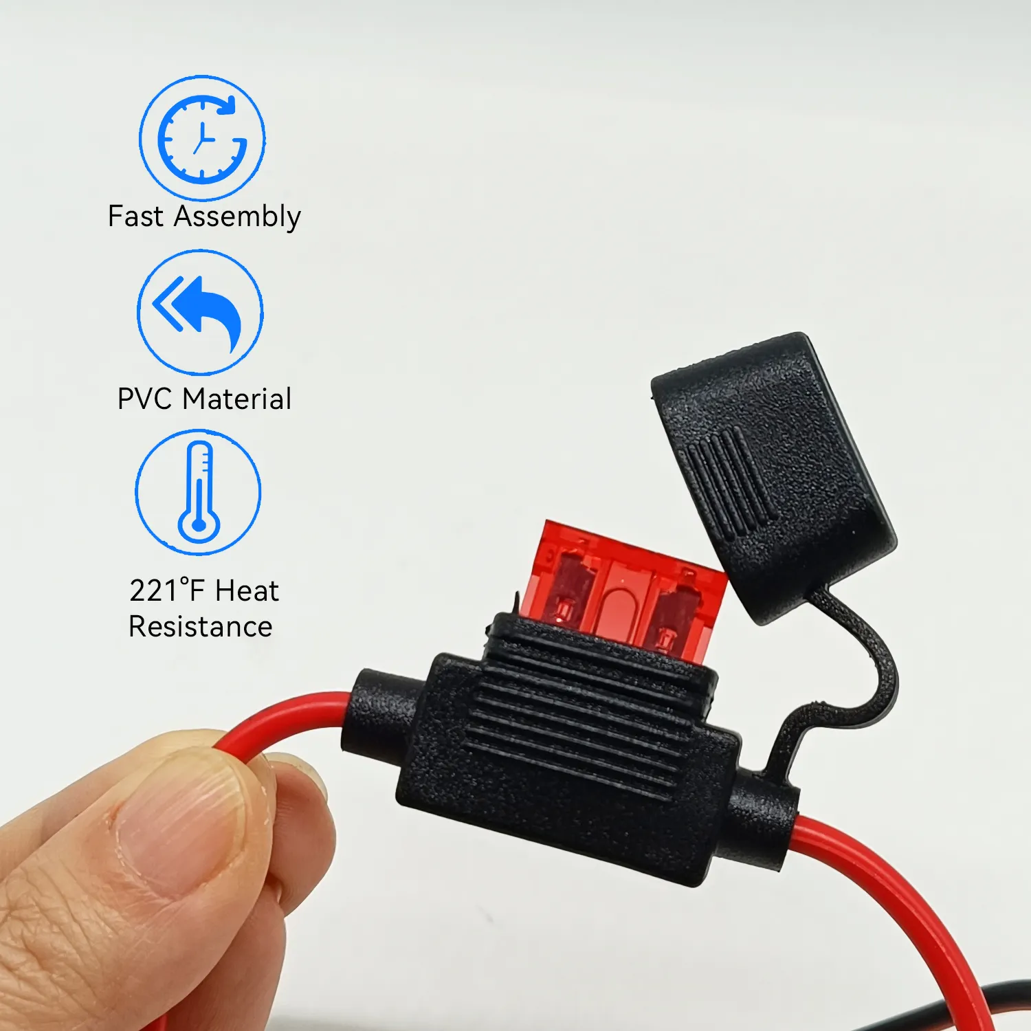 0.9m/3FT 16AWG Fixed Thread Car Plug Extension Cord to O Ring Terminal Connector, Direct Battery Model car Adapter with 3 car fuses(10A/20A/25A) Heavy Duty Cable, Fits Most Vehicles, Easy Installation, Car Charger Socket Plug Adapter, No Battery - 图片 7