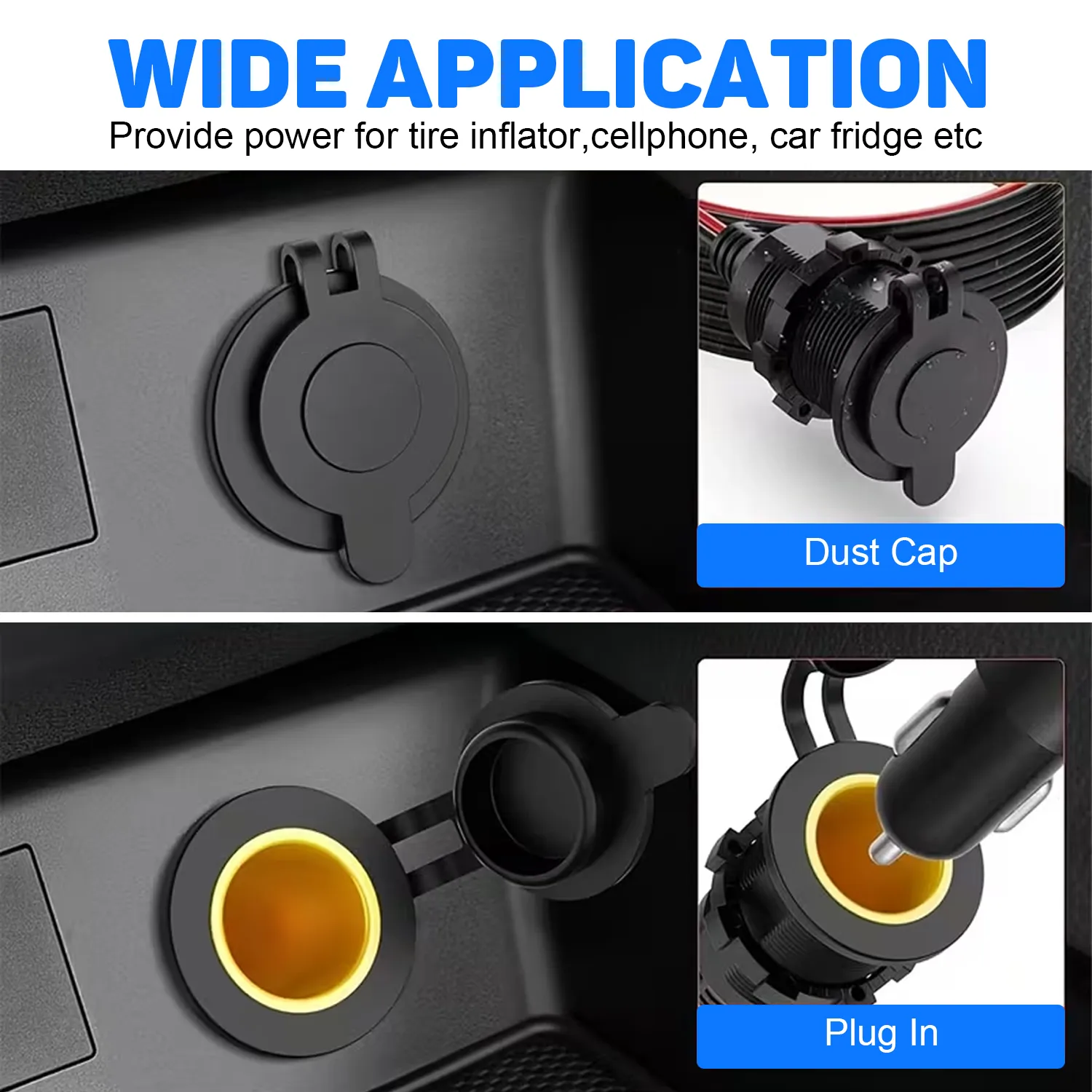 0.9m/3FT 16AWG Fixed Thread Car Plug Extension Cord to O Ring Terminal Connector, Direct Battery Model car Adapter with 3 car fuses(10A/20A/25A) Heavy Duty Cable, Fits Most Vehicles, Easy Installation, Car Charger Socket Plug Adapter, No Battery - 图片 9