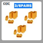 3Pairs XT90H Connectors, XT90H Male & Female Connector Plugs with Sheath, For RC Lipo Battery, Charge Lead And Drone