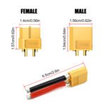 3Pairs XT60 Connector Male & Female Plug Cord, 12AWG Extension Cable 50mm For RC Cars, Quadcopters, Airplanes, Boats - Battery Parts Replacement, Without Battery - Image 2