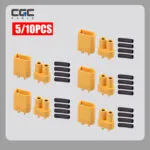 10 pares de conectores XT30 macho y hembra con tubo termorretráctil para coches RC, barcos y baterías LiPo.