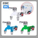 1PC Green Dual Control Faucet, 1/2" Dual Outlet Faucet, Universal Interface Connector, Plastic Washing Machine Faucet - Single Cold Water, Wall-Mounted, Random Color & Pattern
