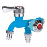 1PC Green Dual Control Faucet, 1/2" Dual Outlet Faucet, Universal Interface Connector, Plastic Washing Machine Faucet - Single Cold Water, Wall-Mounted, Random Color & Pattern – Bild 4