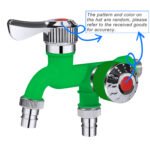 1PC Green Dual Control Faucet, 1/2" Dual Outlet Faucet, Universal Interface Connector, Plastic Washing Machine Faucet - Single Cold Water, Wall-Mounted, Random Color & Pattern – Bild 7
