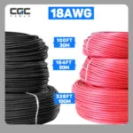 18AWG 100 m/328 FT Niederspannungskabel, roter Leiter, flexibles Verlängerungskabel, kupferummantelter Aluminiumdraht, 12 V/24 V Gleichstromkabel für Lautsprecherkabel, LED-Kabel, Kfz-Kabel