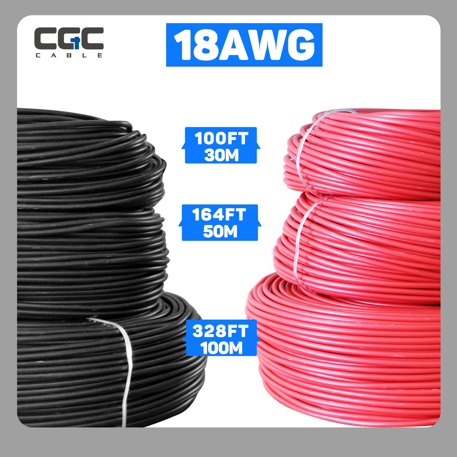 18AWG 100m/328FT Low Voltage Wire Cable Conductor Red Cable, Flexible Wire Extension Cord Copper Clad Aluminum Wire 12V/24V DC Cable for Speaker Wires, LED Wires, Automotive Wires – Bild 1