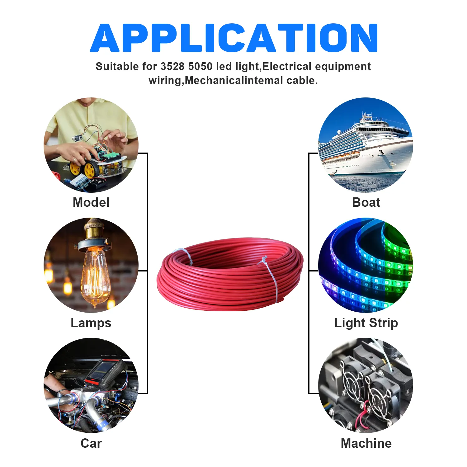 18AWG 100m/328FT Low Voltage Wire Cable Conductor Red Cable, Flexible Wire Extension Cord Copper Clad Aluminum Wire 12V/24V DC Cable for Speaker Wires, LED Wires, Automotive Wires – Bild 5