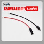 12AWG 0,3 m/1 Fuß Solarkabel mit O-Ring-Anschluss, für Solarbatterieanschlüsse für Auto, Wohnmobil, Boot, Solargenerator, Wechselrichter, Akkuladegerät, Generatoranschluss, Rot und Schwarz.