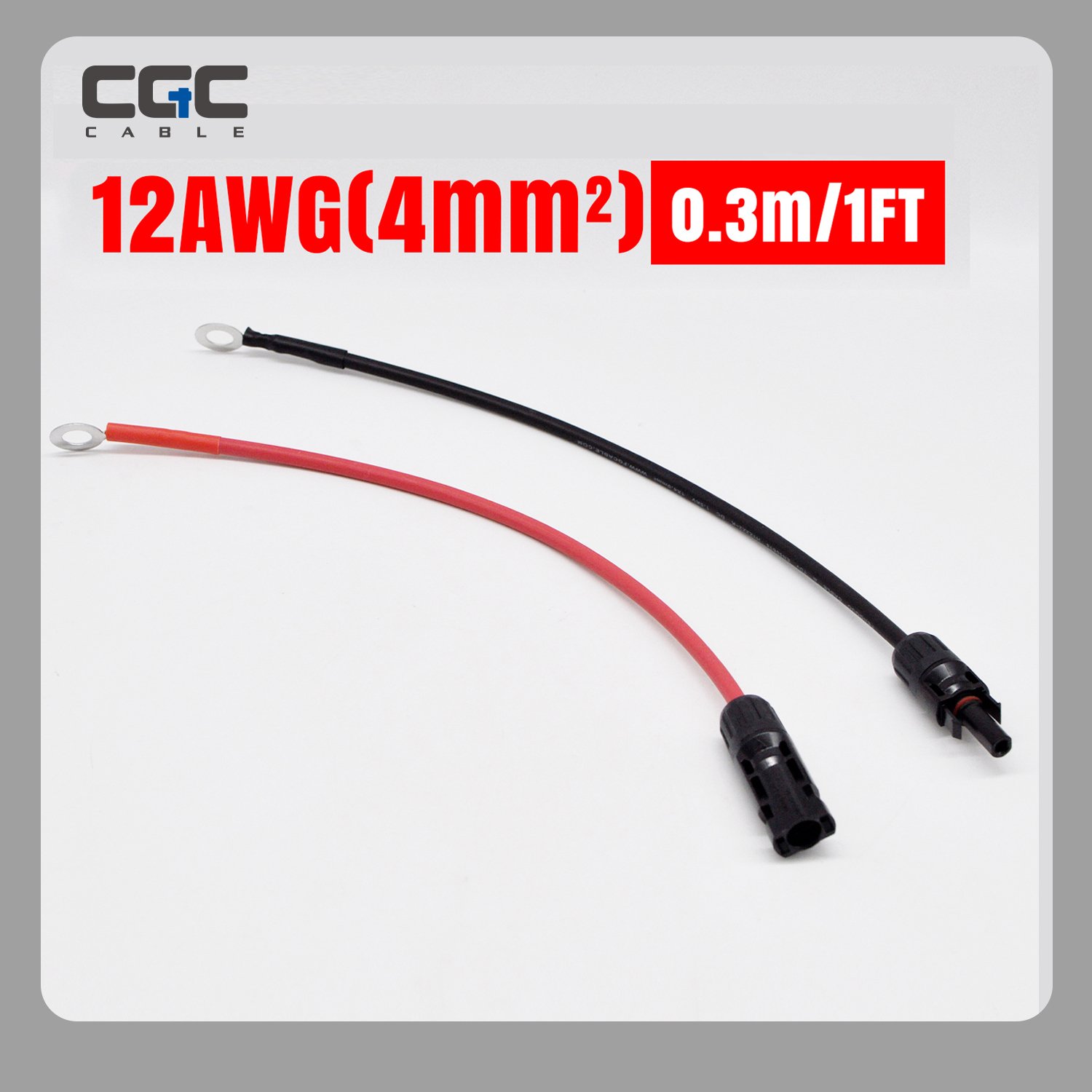 607-1.jpg 12AWG 0.3m/1FT Solar Cable to O Ring Connecter Panel Connector Cable, For Solar Battery Connectors For Car, RV, Boat Solar Generator, Inverter, Battery Pack Charger, Generator Connectivity, Red And Black. – Bild 1