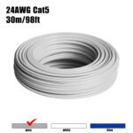 24AWG 50m/164FT Solid Cable LAN Network Ethernet RJ45 Wire, Cat5 CCA Wire Bulk No Ends, for Indoor/Outdoor. - 图片 2
