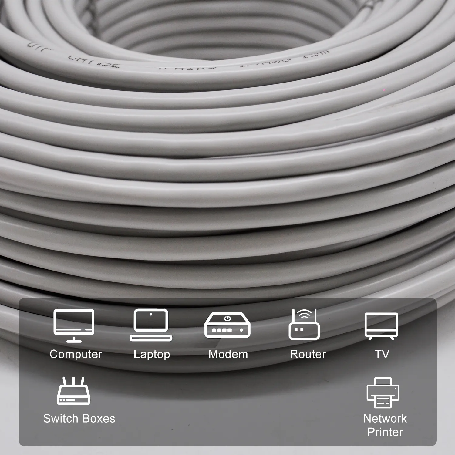 24AWG 50m/164FT Solid Cable LAN Network Ethernet RJ45 Wire, Cat5 CCA Wire Bulk No Ends, for Indoor/Outdoor. – Bild 6