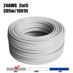 24AWG 50m/164FT Solid Cable LAN Network Ethernet RJ45 Wire, Cat5 CCA Wire Bulk No Ends, for Indoor/Outdoor. - 图片 9