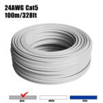 24AWG 50m/164FT Solid Cable LAN Network Ethernet RJ45 Wire, Cat5 CCA Wire Bulk No Ends, for Indoor/Outdoor. - 图片 10