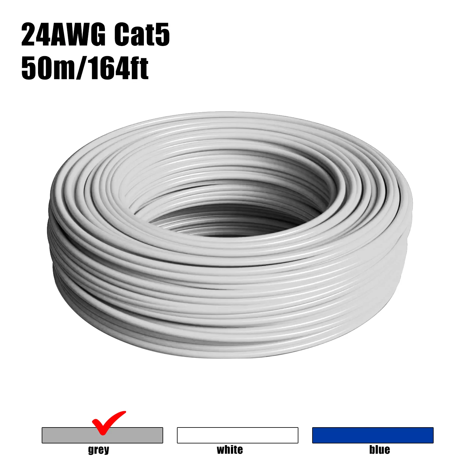 24AWG 50m/164FT Solid Cable LAN Network Ethernet RJ45 Wire, Cat5 CCA Wire Bulk No Ends, for Indoor/Outdoor. – Bild 11