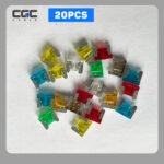 20 fusibles para coche - Fusibles mini de cuchilla profesionales de perfil bajo para automóviles, camiones, autocaravanas y barcos con extractor de fusibles (5A 7.5A 10A 15A 20A 25A 30A)