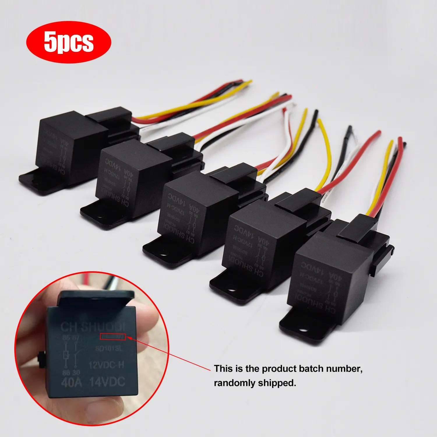 1PC Automotive Relay, 12V40A 4Pin Universal Power Relay with Harness, 16AWG+18AWG Tinned Copper Wires for Car Vehicle Motor Switch – Bild 4