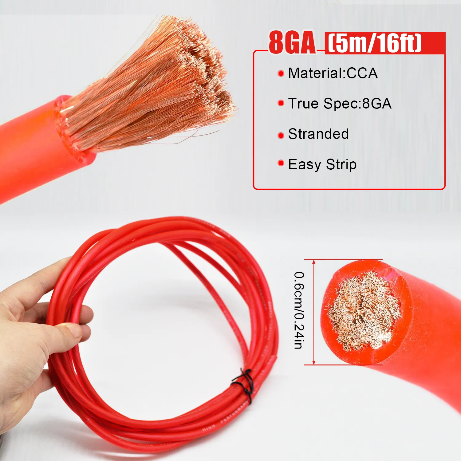 Amp Install Kit, 8GA CCA Car Audio Speakers Wiring, Complete Amplifier Installation Kit with RCA Cables Speakers Cable - 图片 2