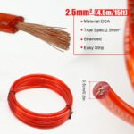 Amp Install Kit, 2.5 Square Meter Car Audio Speakers Wiring Kit CCA, Complete Amplifier Installation with RCA Cables - Imagen 2