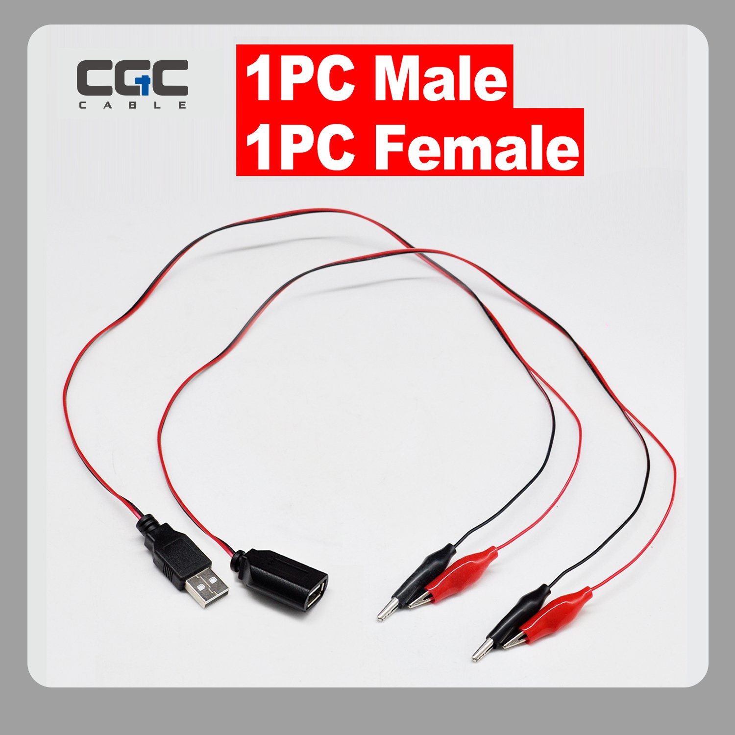 748-1.jpg 2PCS 60cm/2FT USB Electrical Testing, 2PCS USB Male/USB Female to Alligator Clips 60cm, Alligator Clip to USB Test Lead Adapter with Clip Power Detection Connection Line - 图片 1