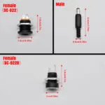 5PCS DC5.5x2.1mm socket (DC-022), internal thread DC barrel shaped DC power adapter connector - 图片 7