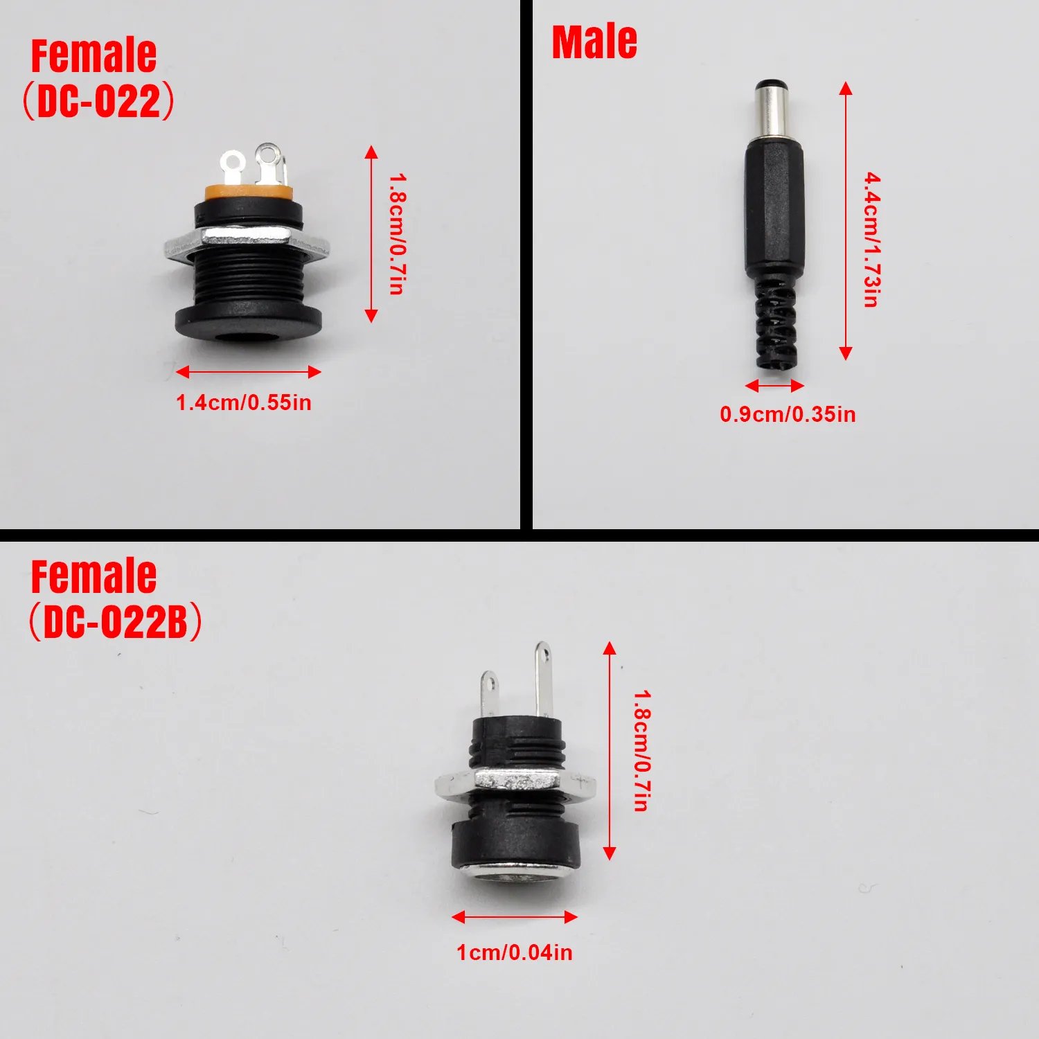 5PCS DC5.5x2.1mm socket (DC-022), internal thread DC barrel shaped DC power adapter connector - 图片 7