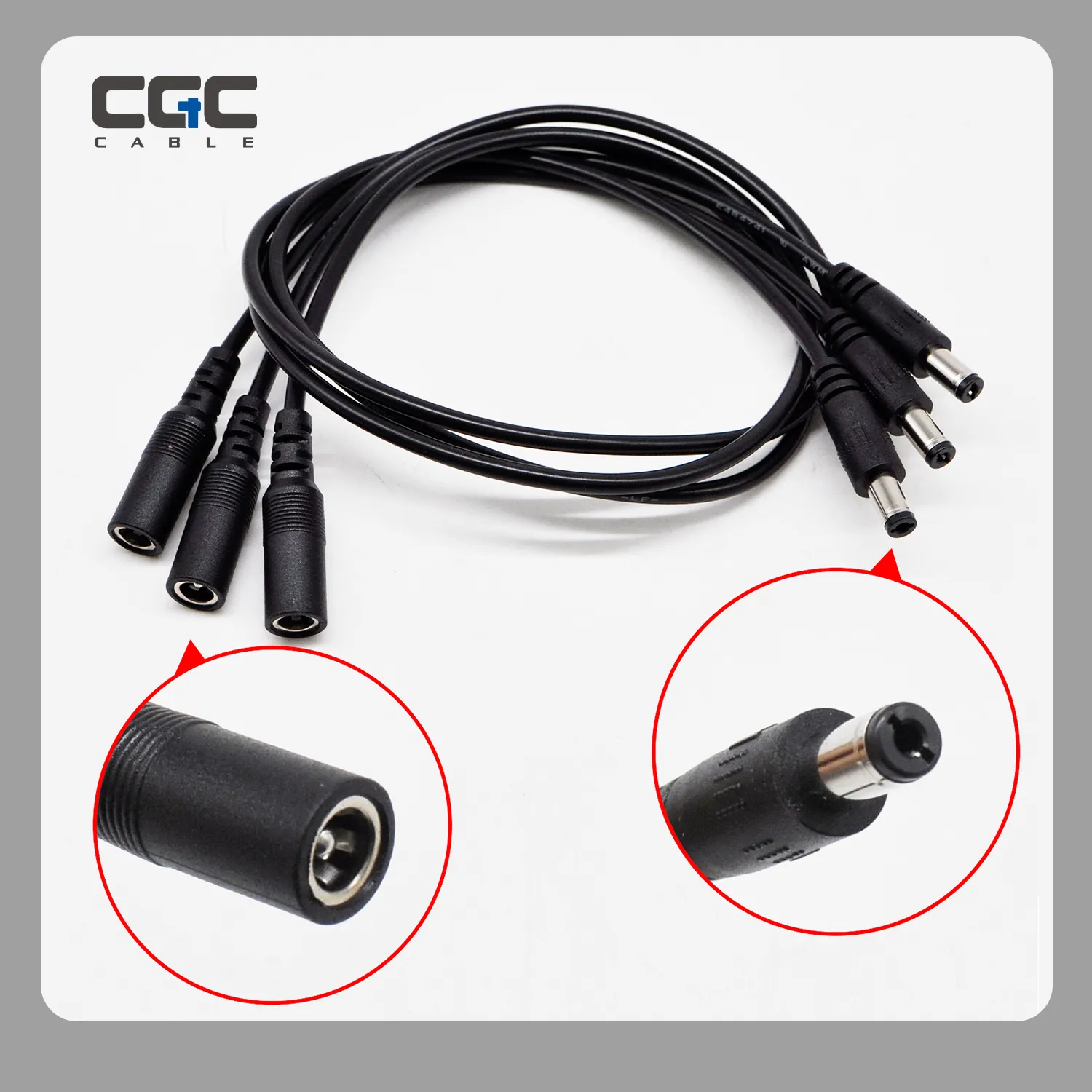30CM/12in 5.5x2.1 DC Power Extension Cord, 5.5x2.1mm Female to Male Plug for CCTV Security IP Camera, LED Strip, Monitors, Survelliance DVR NVR Standalone - 图片 1
