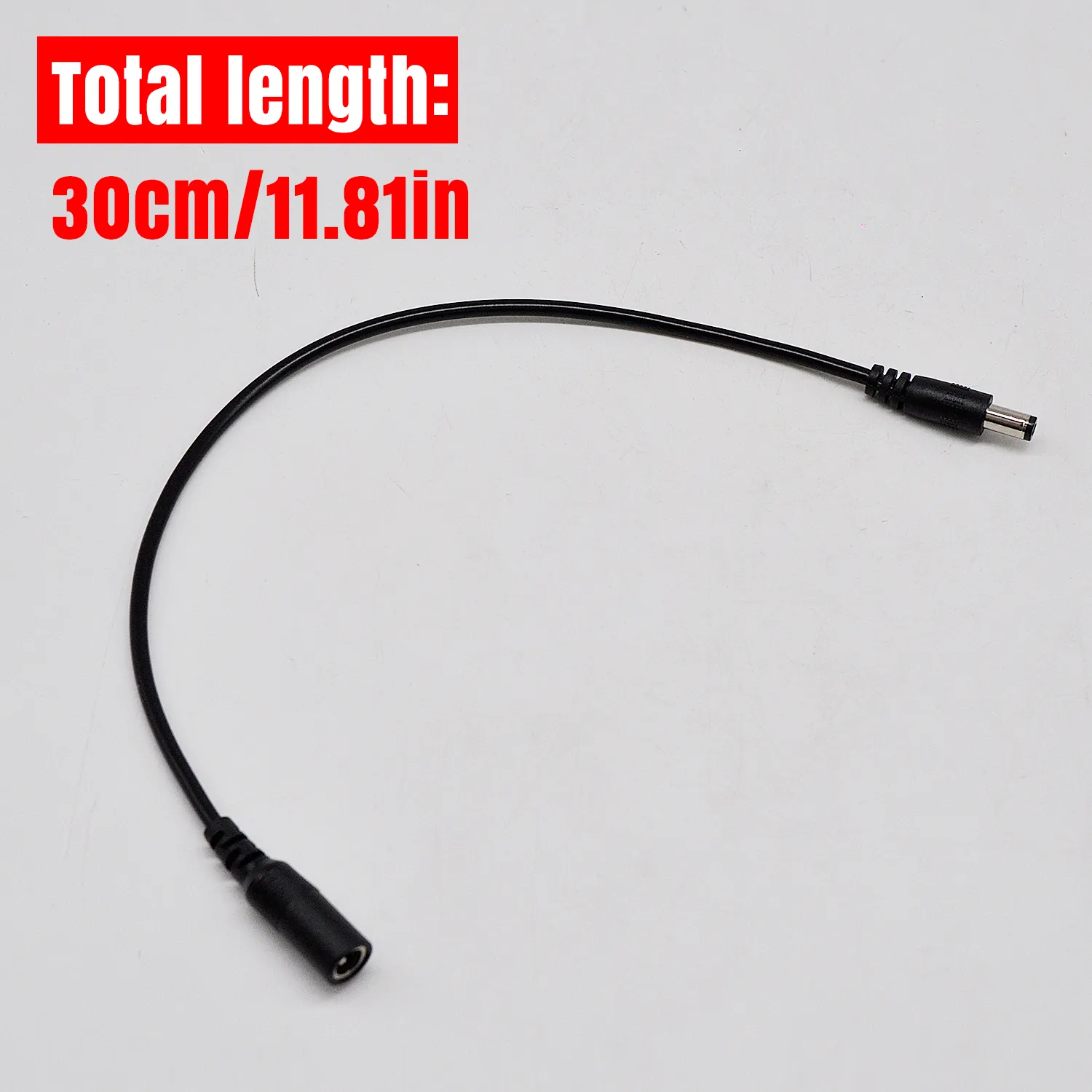 30CM/12in 5.5x2.1 DC Power Extension Cord, 5.5x2.1mm Female to Male Plug for CCTV Security IP Camera, LED Strip, Monitors, Survelliance DVR NVR Standalone - 图片 4
