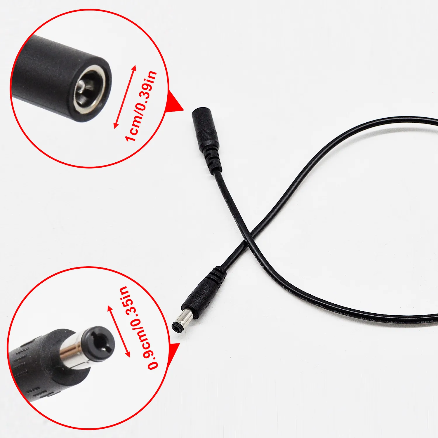 30CM/12in 5.5x2.1 DC Power Extension Cord, 5.5x2.1mm Female to Male Plug for CCTV Security IP Camera, LED Strip, Monitors, Survelliance DVR NVR Standalone - 图片 8