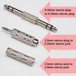 Speaker Connectors,  3PCS Nickel Plated 6.35mm&3.5mm Audio Adapter, 1/4" Male-Male, 3.5mm Male-6.35mm Female, 3.5mm F-F Stereo TRS Converter for Amplifier – Bild 2