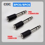 5PCS 3.5 mm to 1/4 adapter, 3.5mm Female to 6.35mm Male Audio Converter Connector, for Speaker Headphone Guitar Digital Piano Amp Keyboard Stereo Microphone AUX Cable – Bild 2