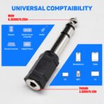 5PCS 3.5 mm to 1/4 adapter, 3.5mm Female to 6.35mm Male Audio Converter Connector, for Speaker Headphone Guitar Digital Piano Amp Keyboard Stereo Microphone AUX Cable