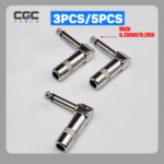 5PCS 6.35MM Right-Angle Mono Guitar Plugs, 6.35mm 1/4" 90?? Right Angle Nickel-Plated Audio Plug, TS Male to Female Solder Connector Fiberglass Insulator for Instrument Cables???ַ?????245??