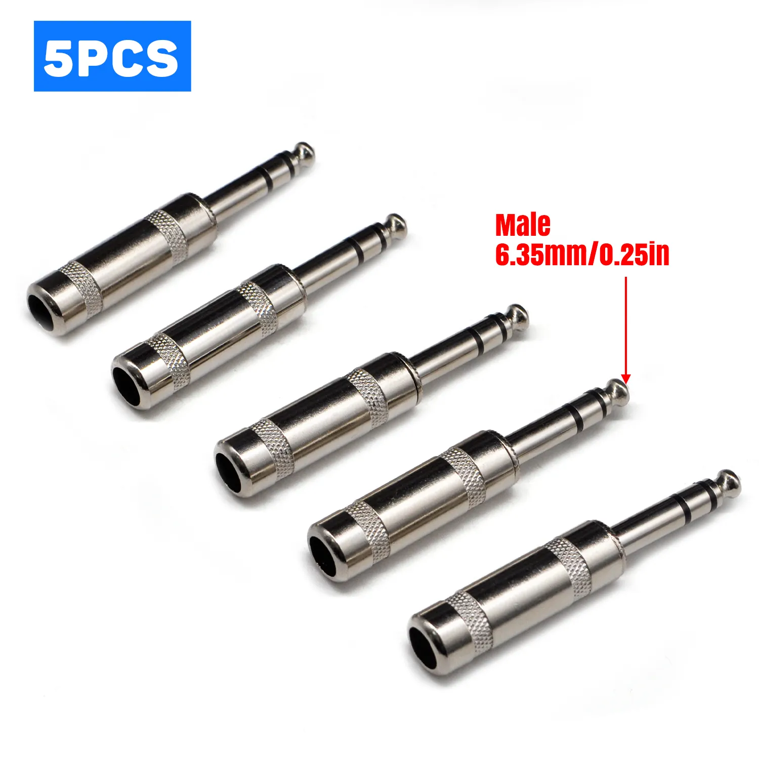 5PCS 6.35MM Guitar Plugs, 6.35mm Male 1/4" TS Plug Audio Connector, Solder Jack Adapter for Guitar Speaker Microphone Instrument Audio Cables – Bild 3