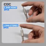 2PCS Rolled 3.5mm Plug, 3.5mm Stereo Solder Model Audio Plug, DIY Cable Connector with Spring Stress Relief for Headphone Microphone Coaxial Audio