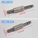 2PCS 6.35MM Guitar Plugs, 6.35mm Male TS Mono Audio Plug with Spring Stress Relief, Solder Jack Connector for Guitar Speaker Microphone Audio Cables - 图片 4